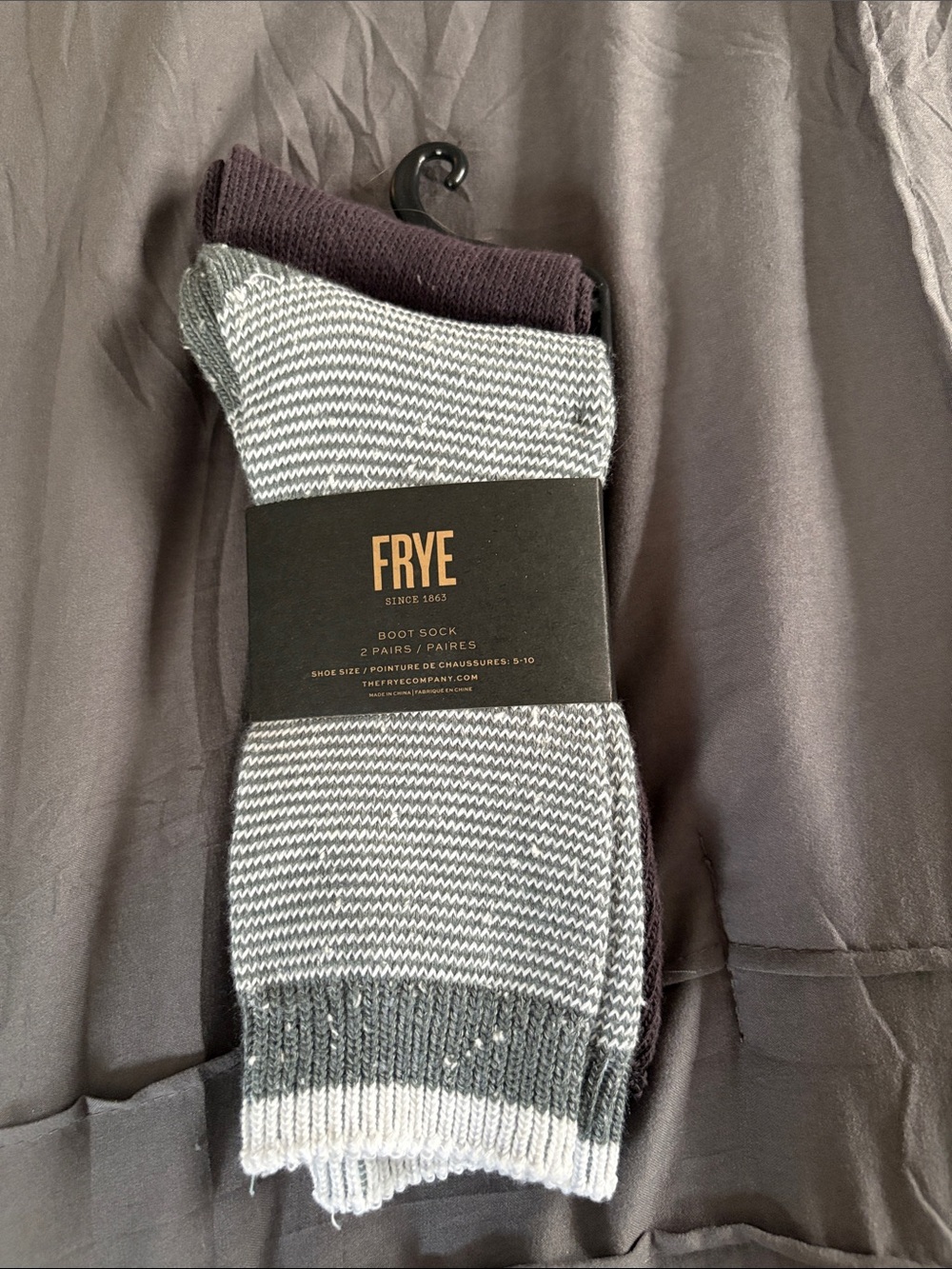 FRYE Gray Striped and Dark Charcoal Boot Socks - 2 Pack